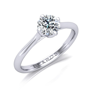 Beards Round Brilliant Cut Diamond & Platinum Four Claw Engagement Ring