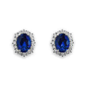 Beards Sapphire & Diamond Halo Cluster Earrings