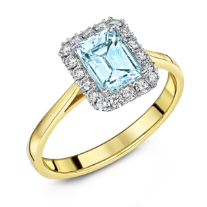 Beards Aquamarine & Diamond Halo Ring