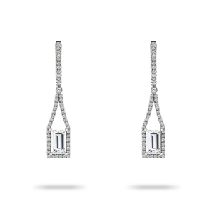 Beards 18ct White Gold Diamond Drop Earrings