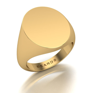 Beards Oval Signet Ring 13mm x 10mm 18ct Yellow Gold