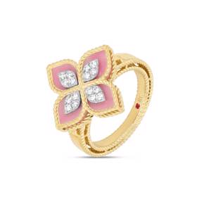 Roberto Coin PRINCESS FLOWER RING WITH RHODONITE AND DIAMONDS