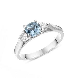 Beards Aquamarine & Diamond Three-Stone ring