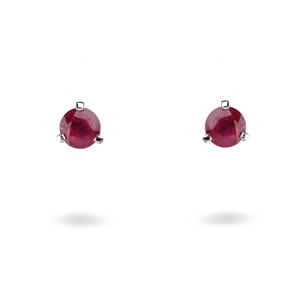 Beards 18ct White Gold 3-Claw Set Ruby Studs