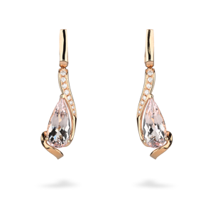 Beards 18ct Rose Gold Morganite Ribbon Earrings