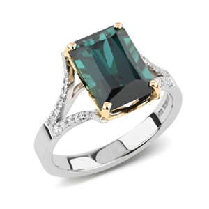 BEARDS Tourmaline Diamond and Platinum Ring