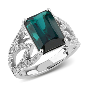 BEARDS Radiant Cut Tourmaline Diamond and Platinum Ring