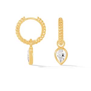 Dower & Hall White Topaz Twist Huggie Charm Hoops