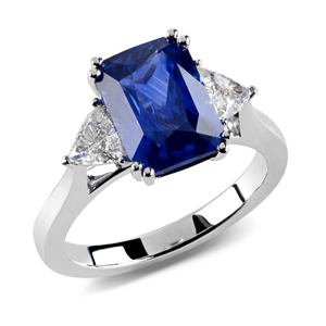 Beards Platinum Sapphire and Diamond Three Stone Ring