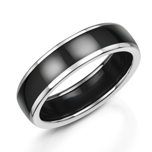 Zedd Polished Zirconium Ring with 9ct White Gold Edges 6mm