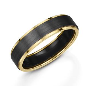Zedd Matte Zirconium Ring with 9ct Yellow Gold Edges 5.5mm