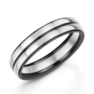 Zedd Polished Platinum & Zirconium Ring with Zirconium Stripe 5.5mm