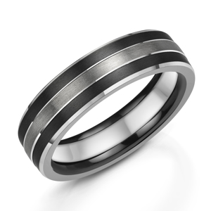 Zedd Zirconium & Silver Ring with Platinum Matte Stripe 6mm