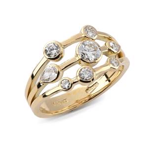 BEARDS GALAXY 18ct Yellow Gold Mixed Cut Diamond Ring